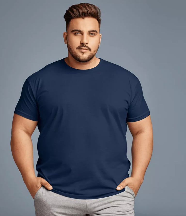 Camiseta Camisa Plus Size  masculina azul