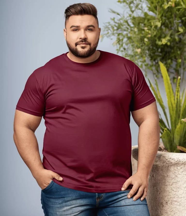 Camiseta Camisa Plus Size  masculina vinho