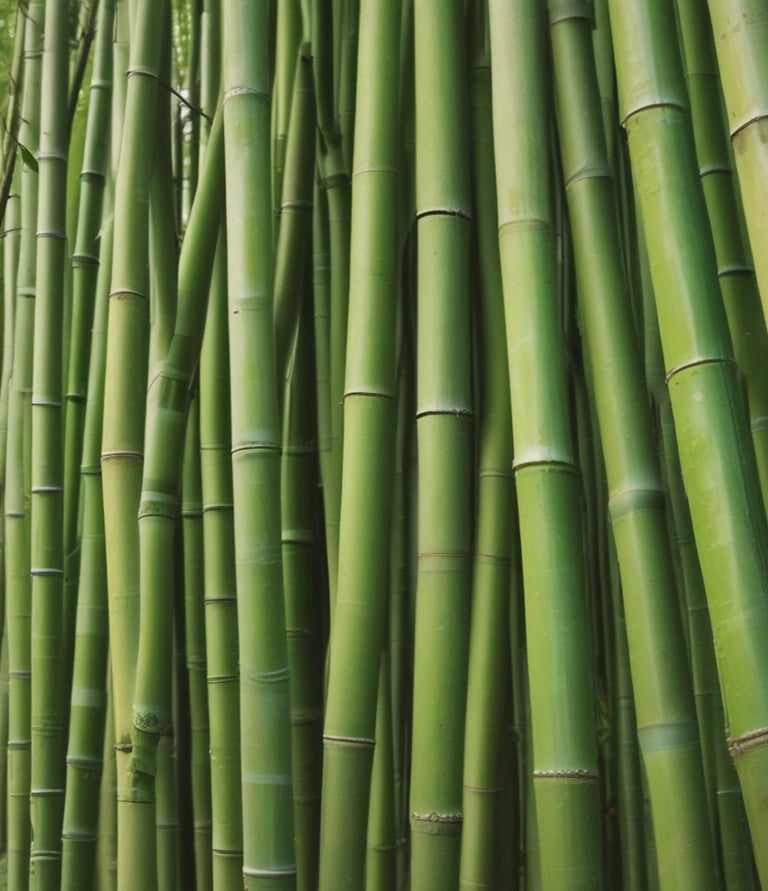 a bunch of green bamboo stalks in a row of bamboo stalks