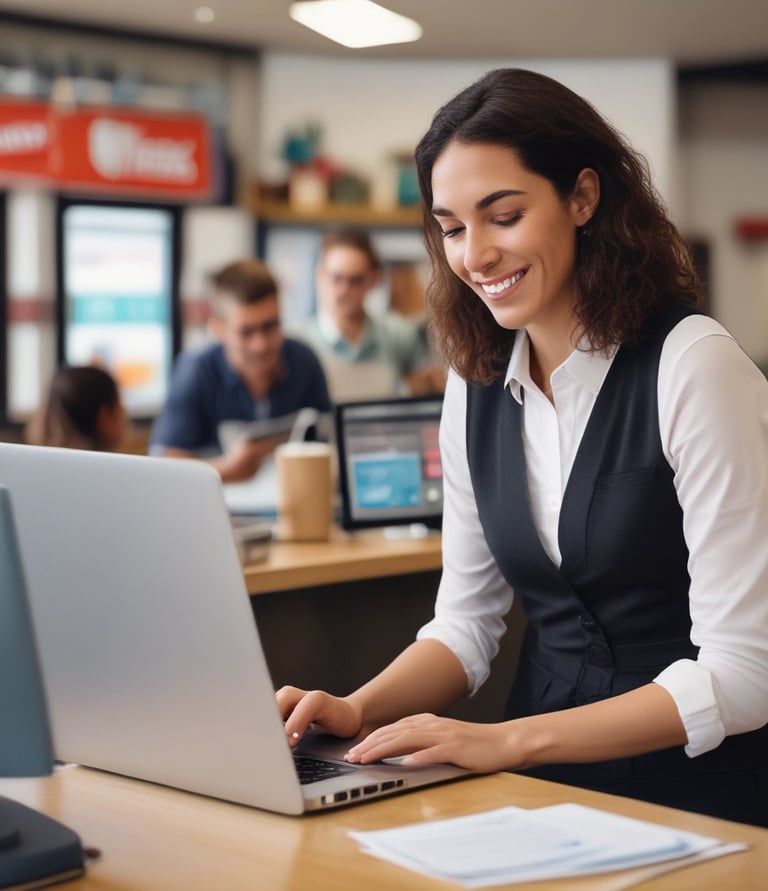 a person is using a pos machine in a store