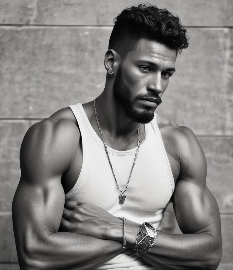 Model wearing sleek gen london apparel, standing confidently in an urban gym setting with deep navy accents.