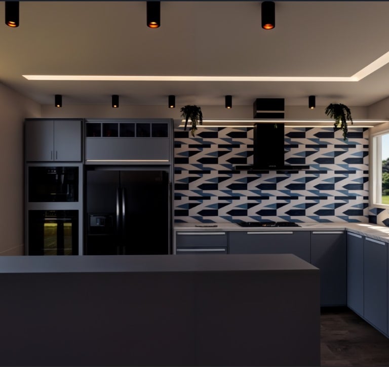 Cozinha Azul Vista 2