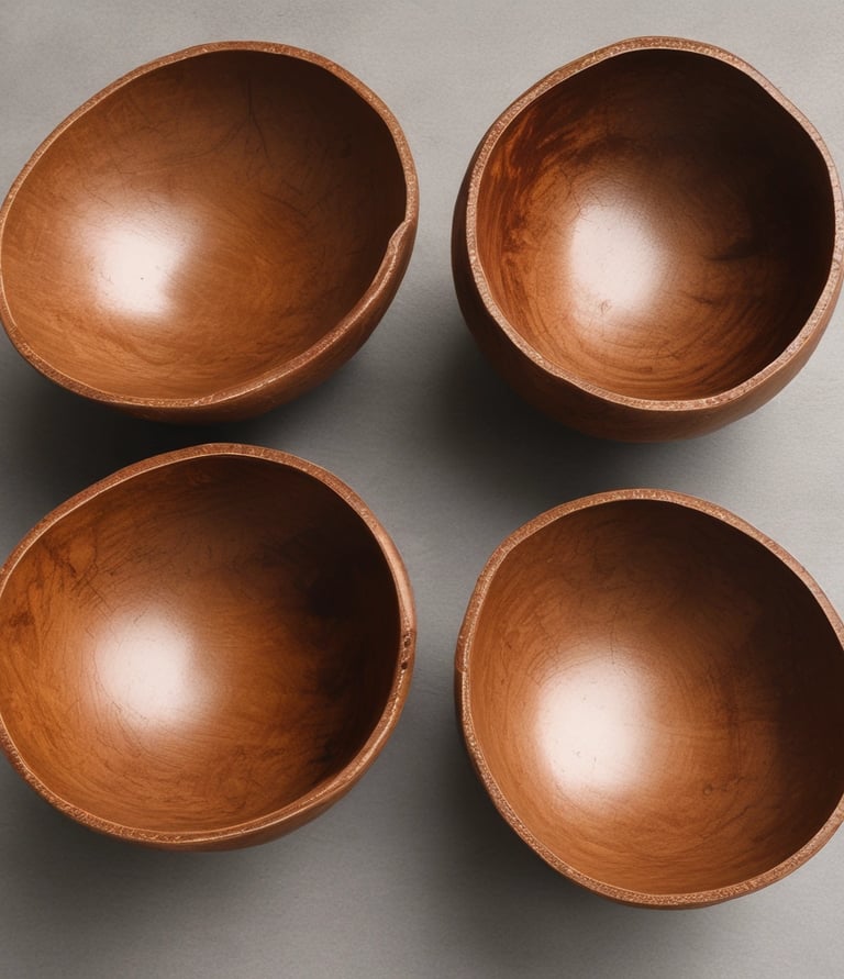 A collection of eco-friendly products displayed on a wooden table surrounded by greenery.