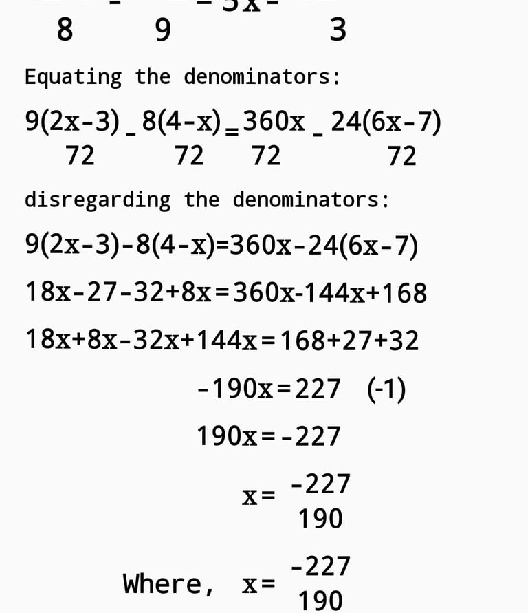 Learning to calculate first-degree equations.