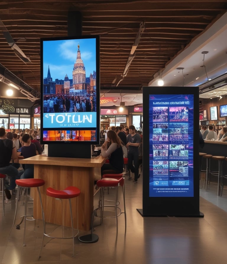 A promotional totem displayed in a strategic location.