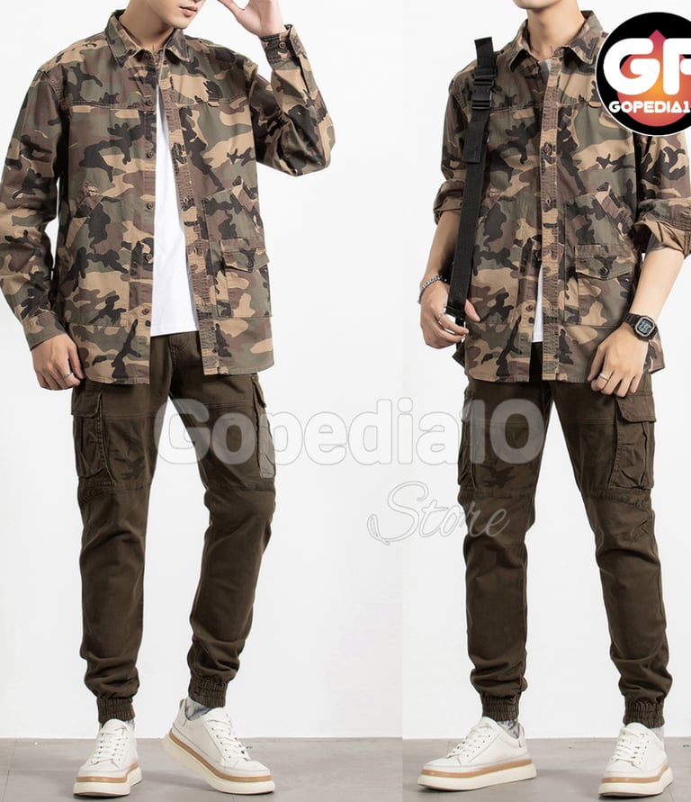 a man in a camo uniform with a backpack