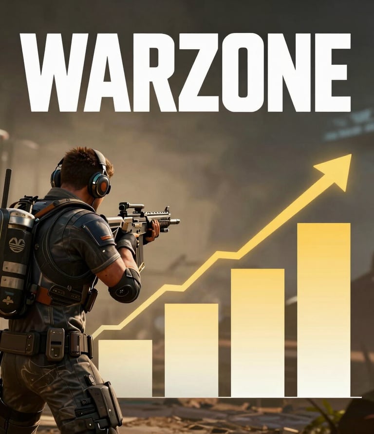 Close-up action shot of a player planning moves in Warzone with a headset on.