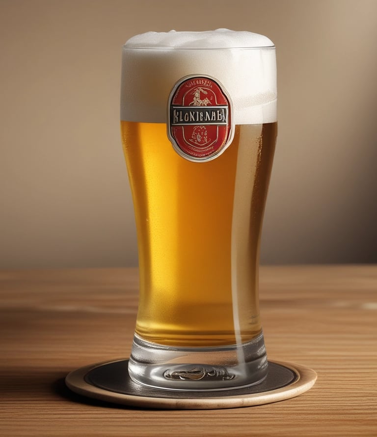 A vibrant image of a beer coaster with advertising in a lively pub setting.