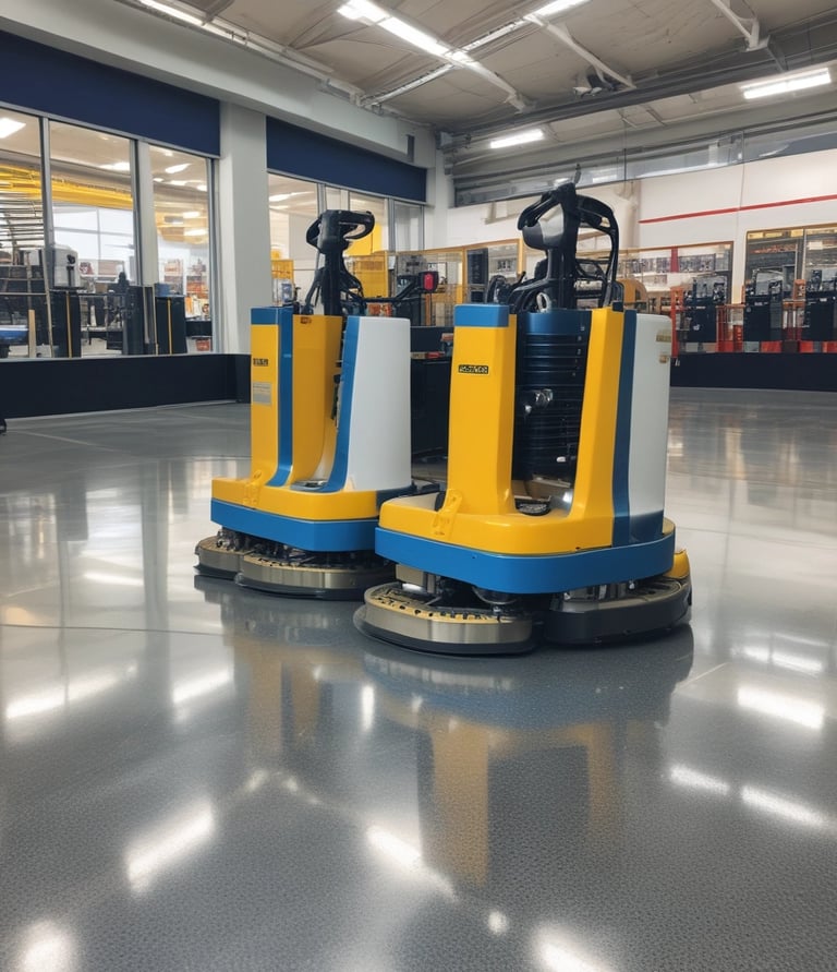 A storefront with large windows illuminated from within, featuring a bold, red neon sign displaying words like 'TILE', 'VINYL', 'WOOD', and 'LAMIN'. The exterior is dimly lit, creating a stark contrast between the neon light and the night sky.