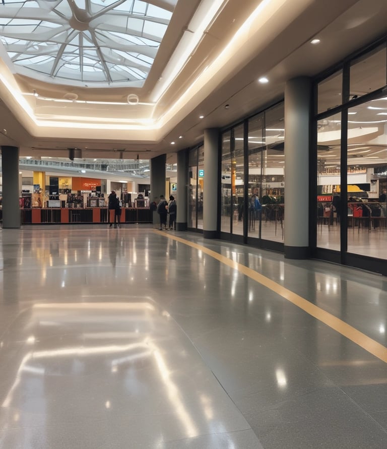 A wooden floor features a bold white design with the words 'Adventure Bound' around three circular illustrations. The illustrations depict a boot, a crossed paddle design, and a backpack. The floorboards are dark with a reddish-brown border, and a pair of shoes is visible at the bottom.