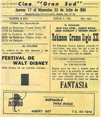 Programa del Cine Gran Sud, Temperley (1969)