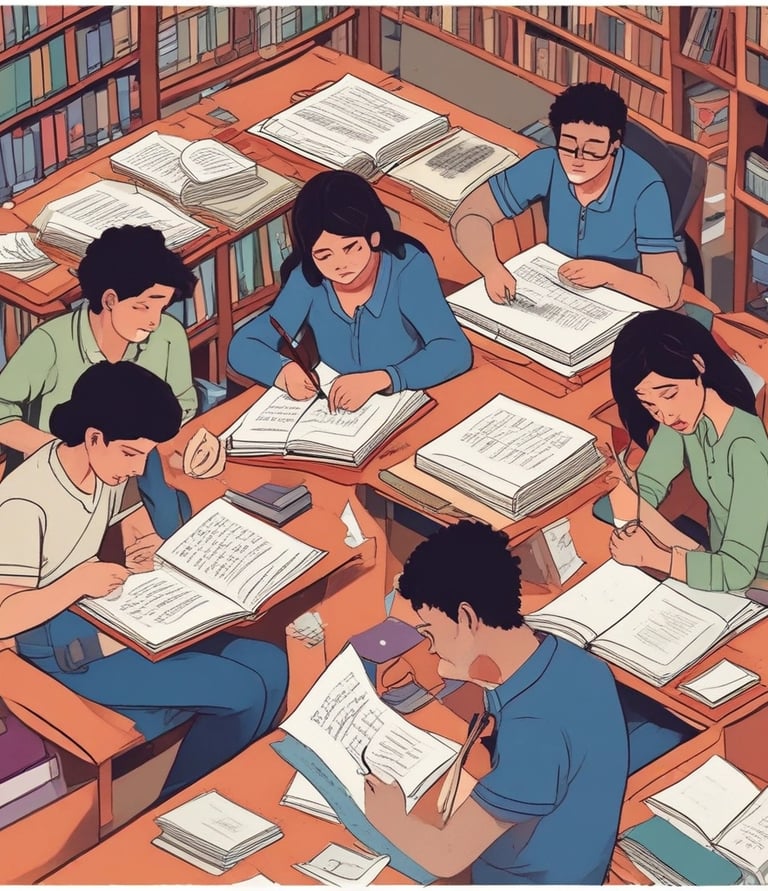 A spacious library with high ceilings, large windows, and numerous bookshelves along the walls. The room is filled with several tables and chairs, arranged neatly, creating a bright and welcoming study environment.