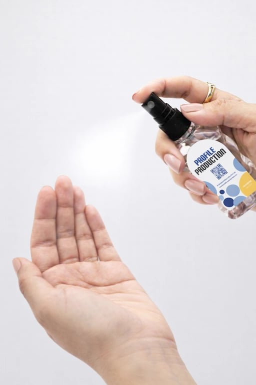 Promotional alcohol spray bottle with a pleasant fragrance.