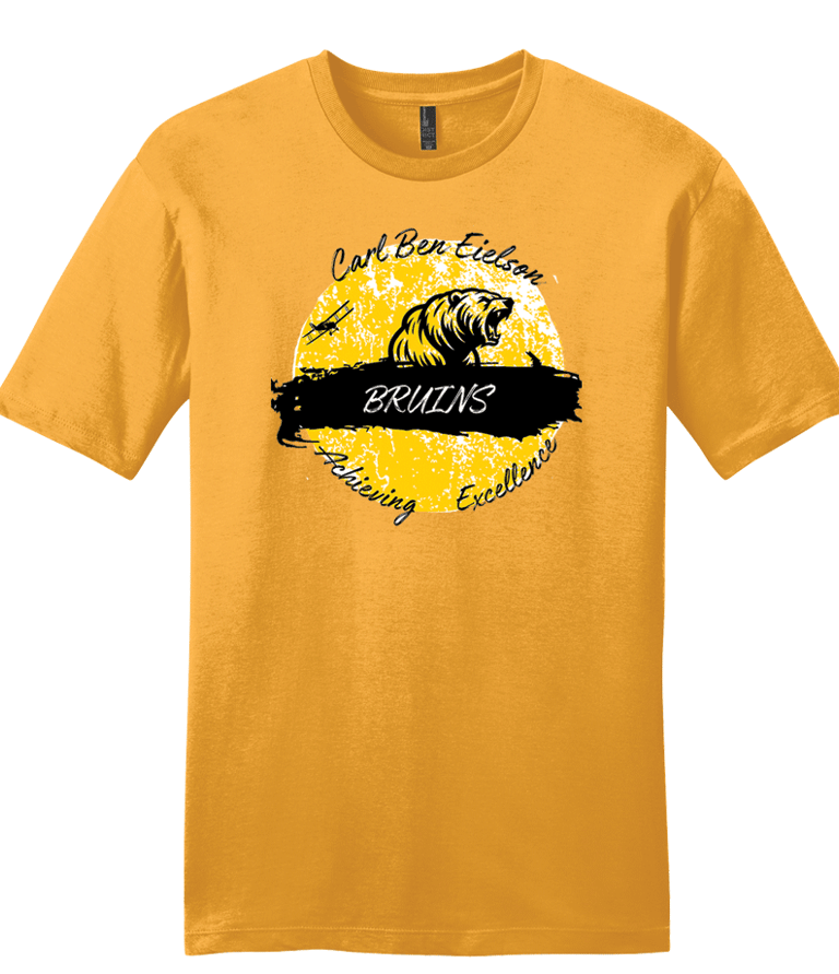 a yellow t - shirt with a bruin on it