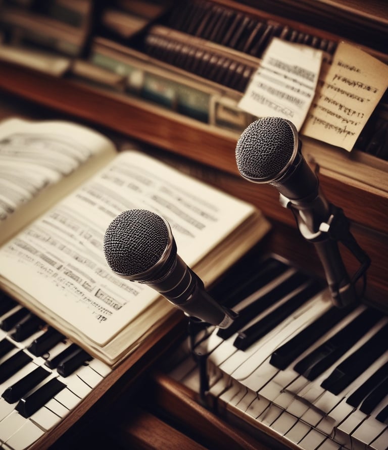 A warm, inviting room with musicians gathered around, sharing songs and stories in a cozy setting.