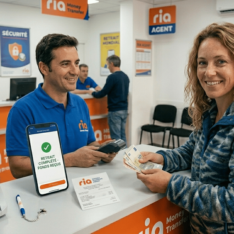 Client satisfait apres retrait de son argent