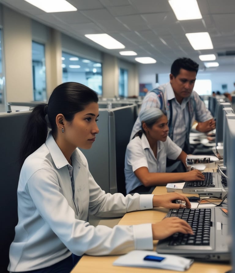 Close-up of hands working on a digital tablet with construction plans.