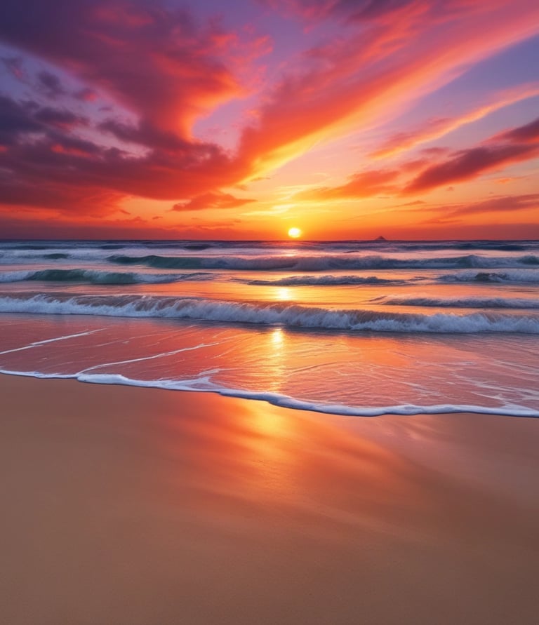 A vibrant photo of a travel vlogger filming on a sunlit beach with turquoise waters.