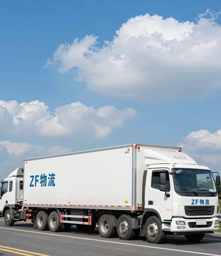 Workers carefully loading large cargo onto a logistics truck with safety gear.