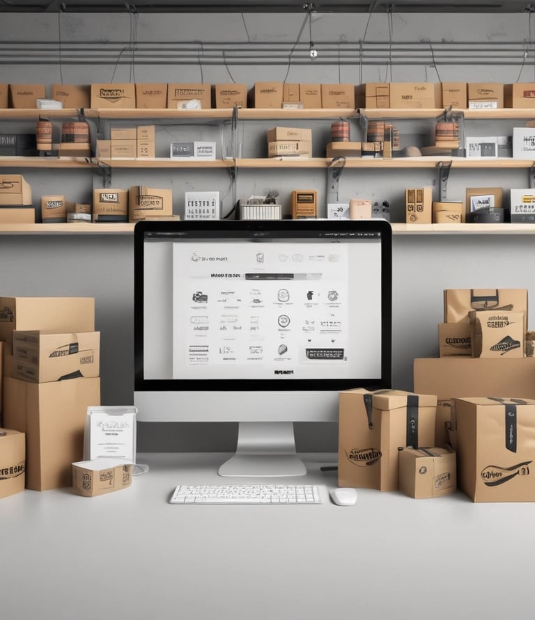 Close-up of hands packaging products ready to be shipped via Amazon FBA.