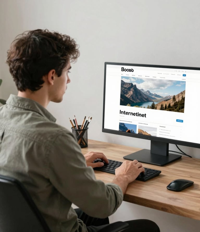 A creative team collaborating around a computer with design sketches and video editing tools.