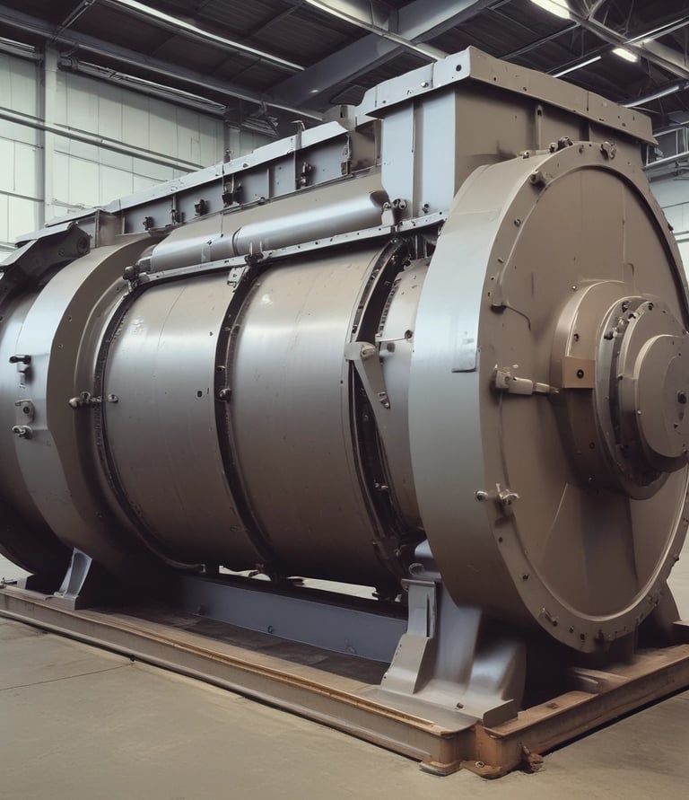 A panoramic view of a busy industrial warehouse filled with electric motors and gearboxes ready for shipment.