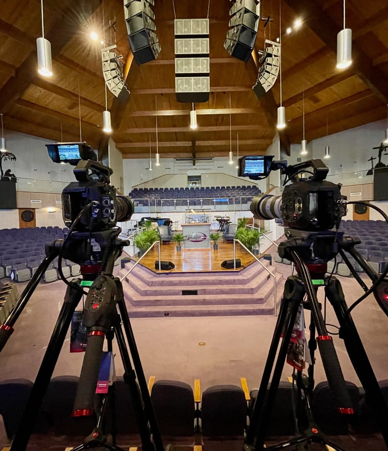 Cameras and speakers installed in a church