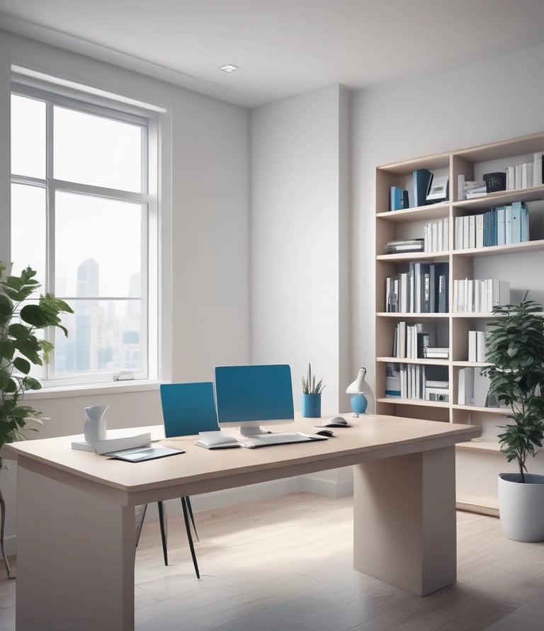 A team collaborating around a sleek conference table with voice technology devices in use.