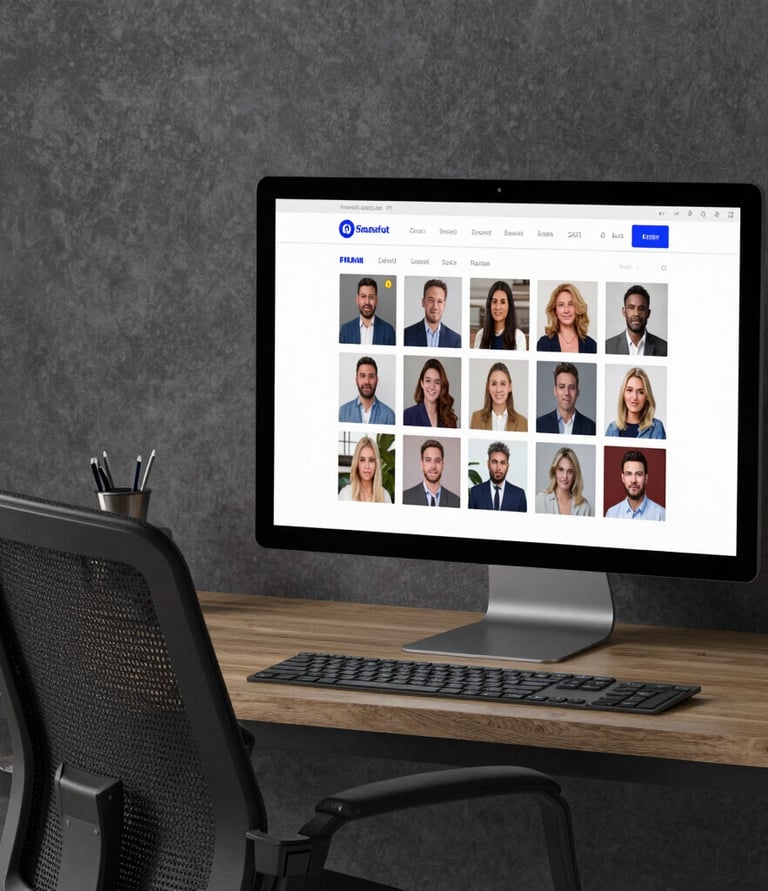Close-up of hands sketching logo ideas on paper with a black pen, surrounded by design tools.