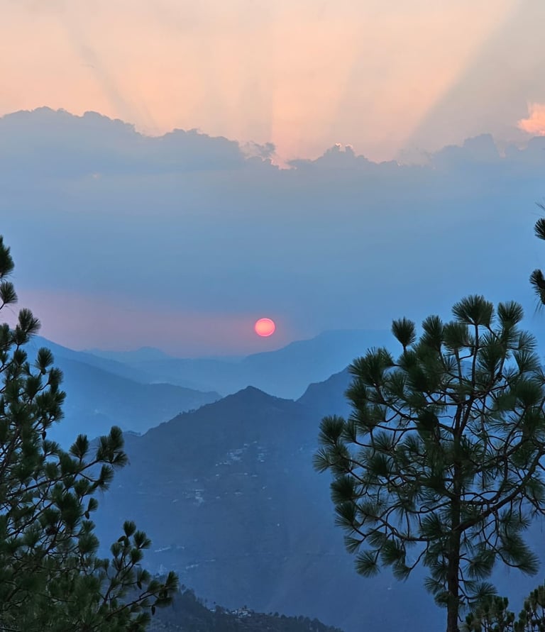 Sunset views from ilika resort Pauri