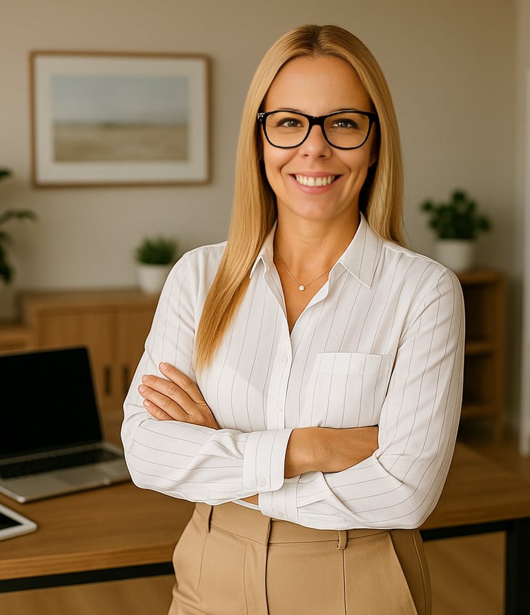 Christina, bookkeeper in Kelowna at her desk