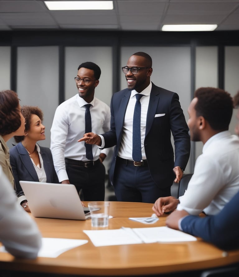 A professional consultation setting with a medical professional sitting at a desk facing a client. The room has a modern aesthetic with white walls decorated with framed certificates. The desk is organized with office supplies, a laptop, and a fruit bowl in the center.
