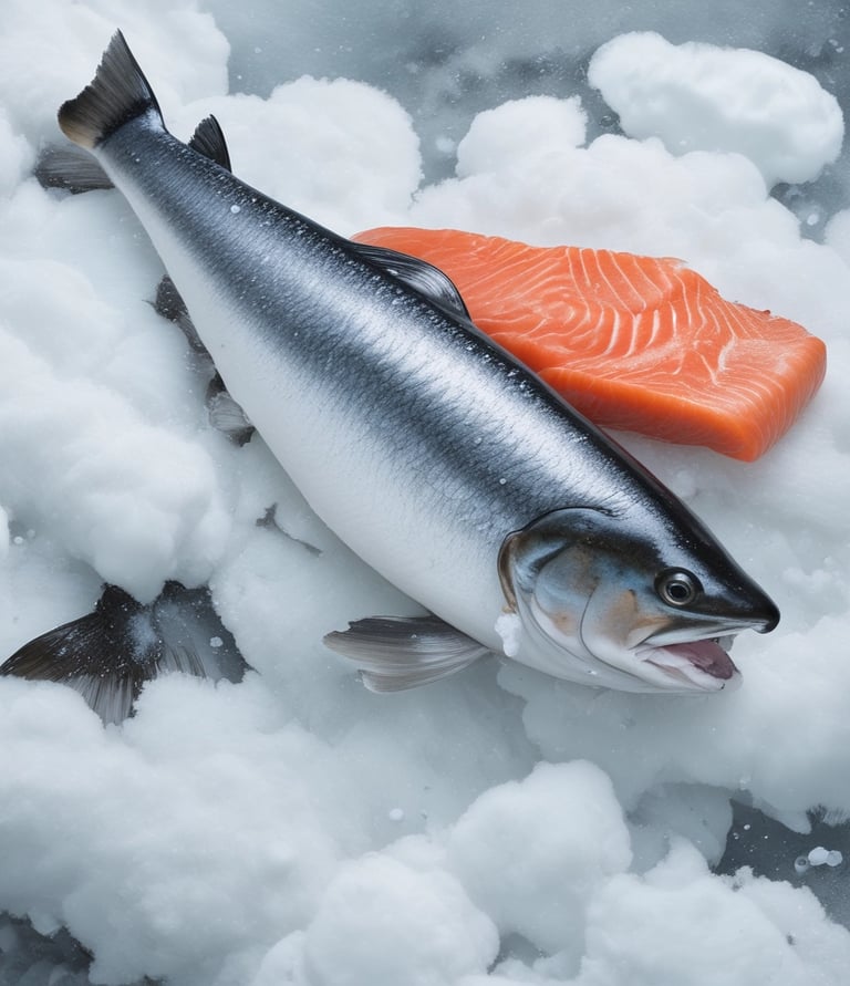 Frozen fish fillets neatly packed in a cold storage warehouse with clear labeling.