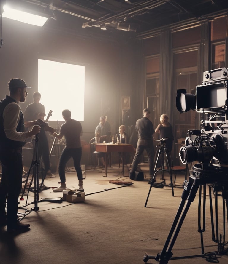 A warm, inviting photo of a coach guiding an actor through an audition script in a cozy studio.