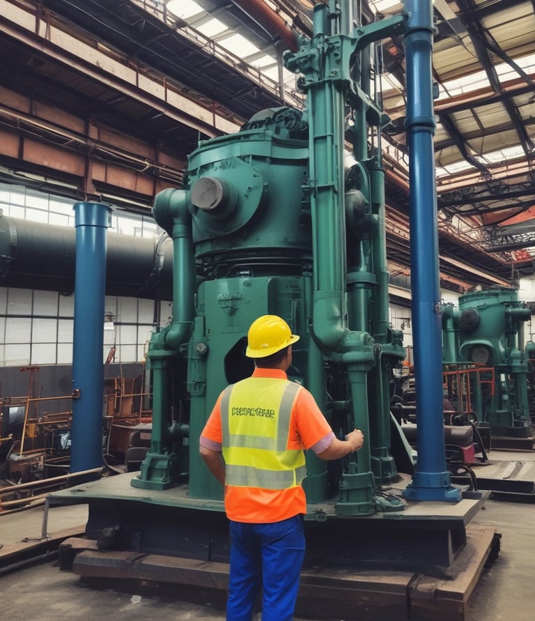 A skilled team of engineers and technicians collaborating on an industrial electro-mechanical project site.