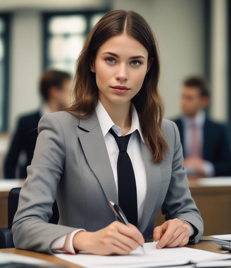 A friendly presenter smiling while recording a finance video lesson in front of a camera.