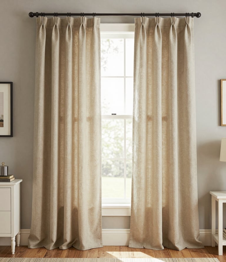 A skilled handyman carefully installing elegant blinds in a cozy living room.