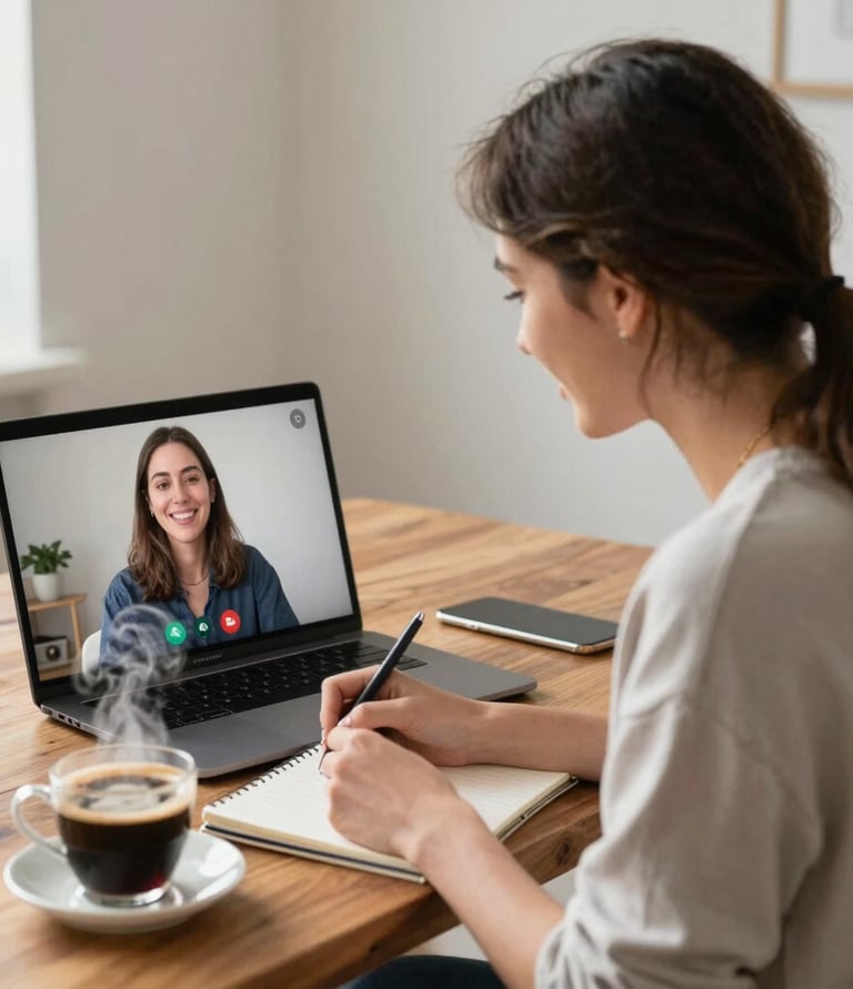 An intimate scene of a smiling senior and social worker sharing a light moment in a cozy, home-like living room.