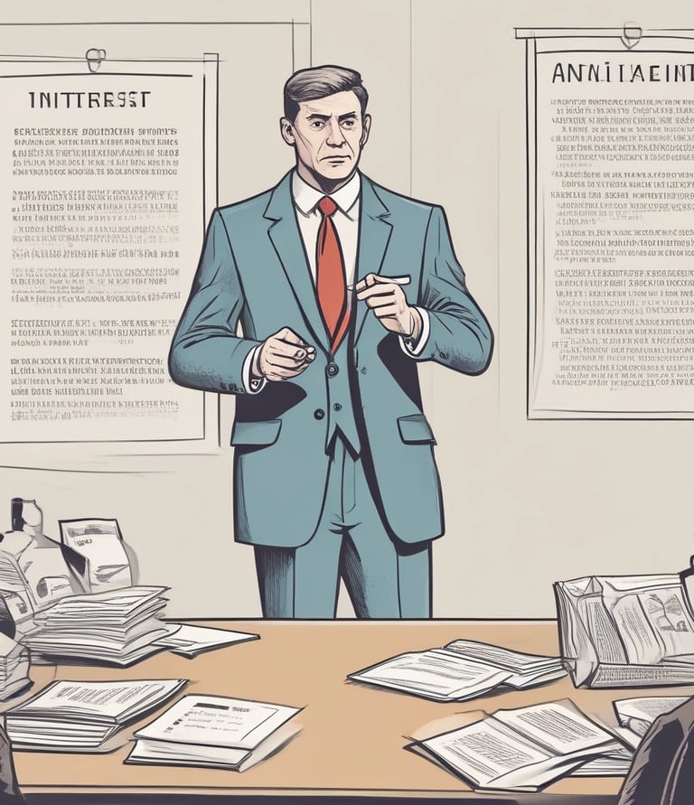 A friendly financial advisor explaining investment concepts to a small group in a cozy office.