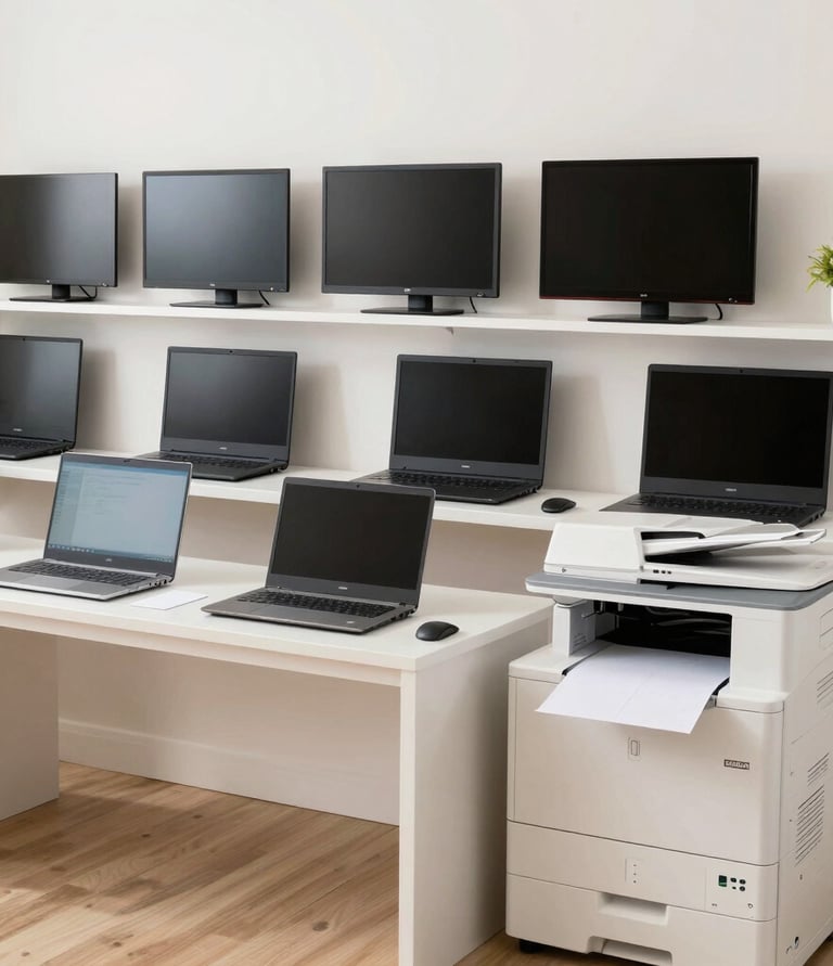 Modern office workspace with subtle black and silver accents reflecting professionalism.