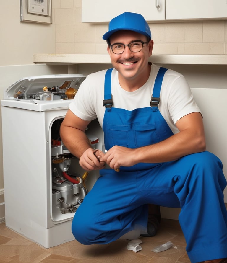 A friendly plumber from SpringCityPlumbing fixing a kitchen sink with professional tools.
