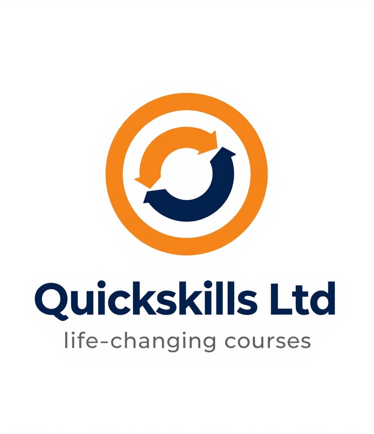 Close-up of hands taking notes beside a digital tablet displaying course content.