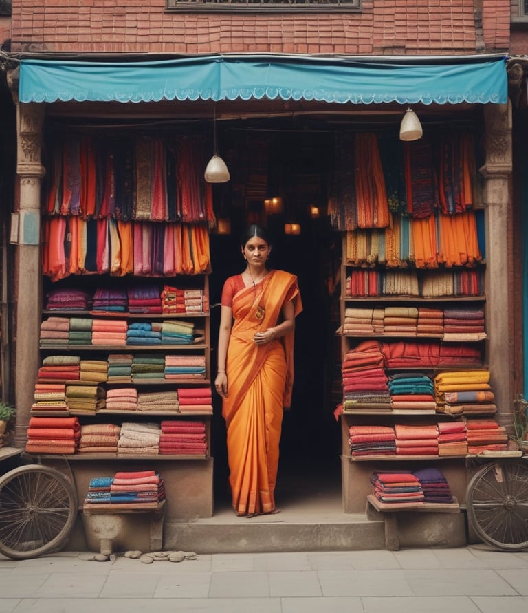 A vibrant storefront with eye-catching Facebook and Instagram ads displayed.