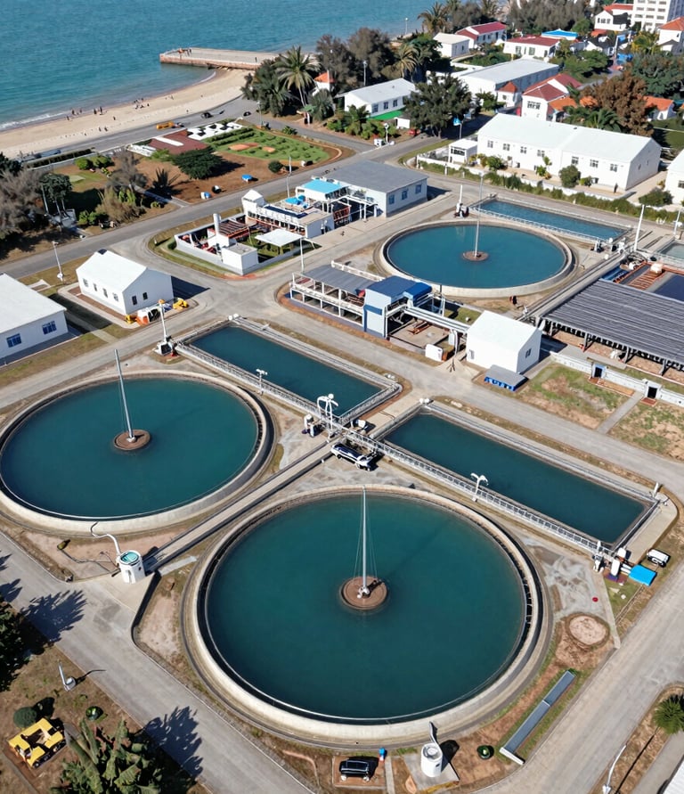 A sleek warehouse interior showing organized shelves filled with energy sector components under bright lighting.