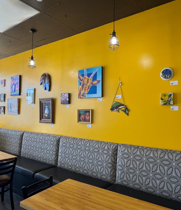 Art by Parker Artists Guild members hanging in a local venue