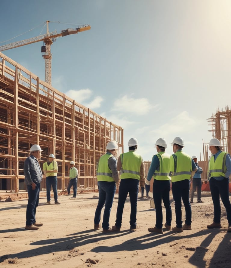 Happy Latino family reviewing property plans with a real estate agent in a bright, elegant office.