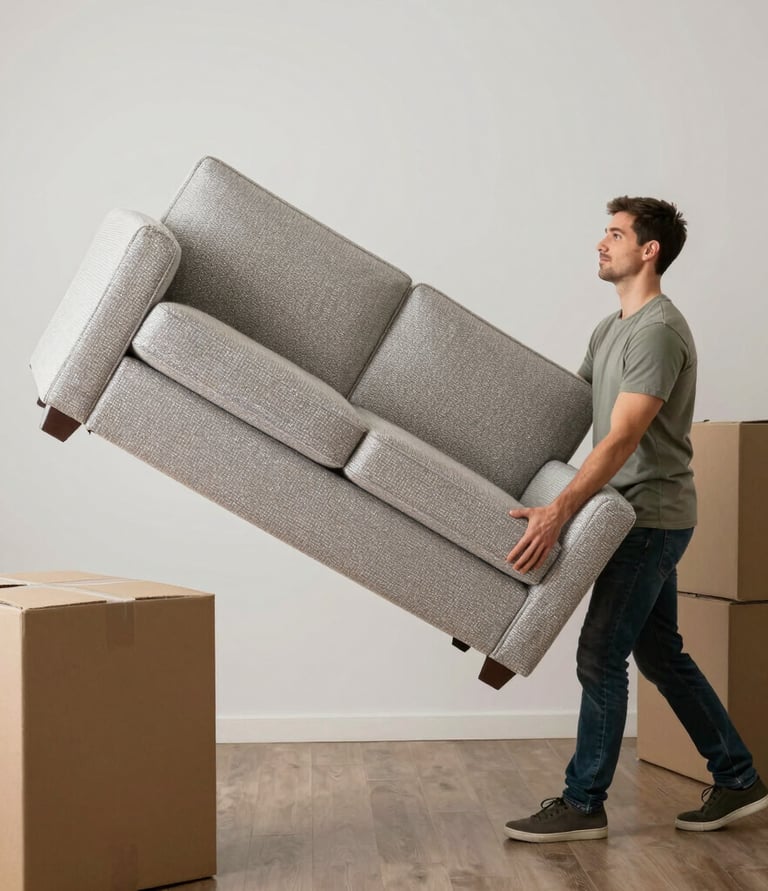 A Swifthaul Movers truck loaded and ready to roll on a sunny day.