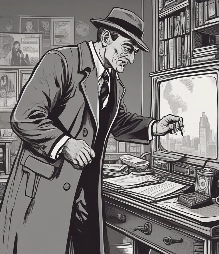 A man wearing a black suit, white shirt, and a red paisley tie is holding a stack of money. He is also wearing black gloves and dark sunglasses. A cigar is clenched between his teeth.