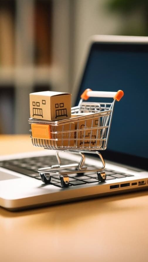 shopping cart on laptop