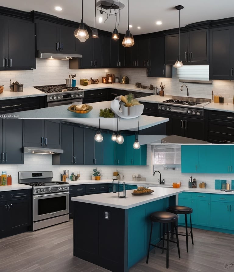 A close-up of hands applying a colorful covering to a piece of furniture.